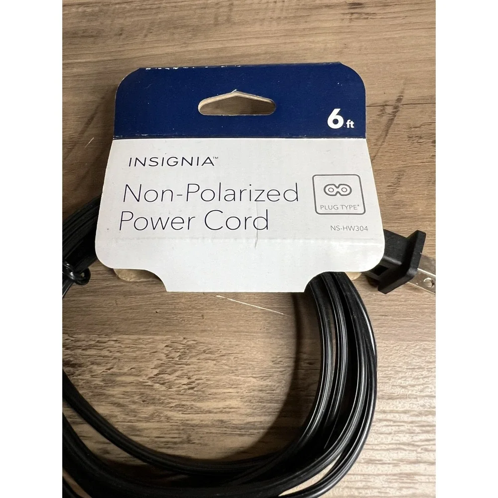 Insignia 2-Slot Nonpolarized Power Cord Black 6ft NS-HW304 Brand New